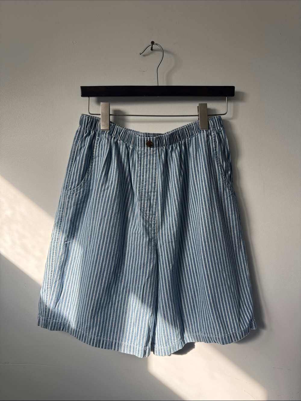 Light Blue and White Striped Shorts